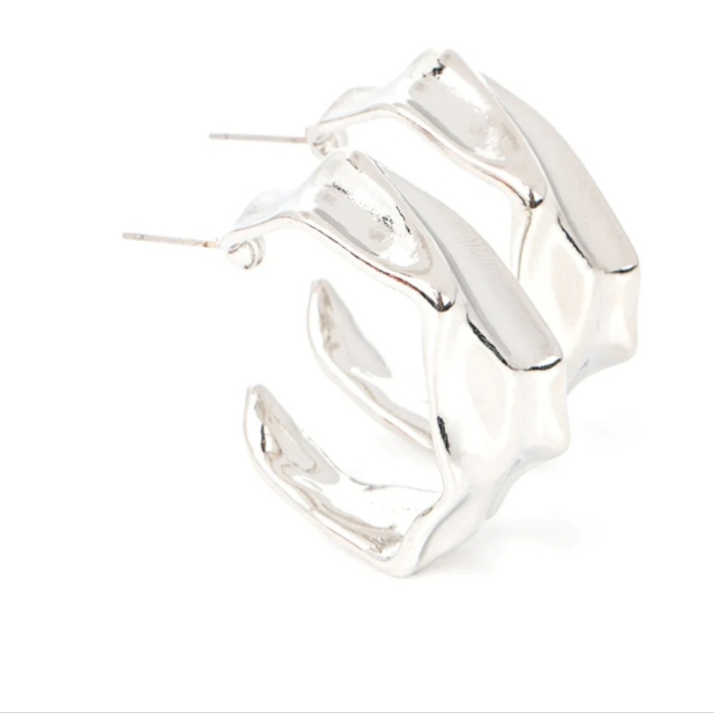 Cutting Edge Couture Silver Hoop Earrings